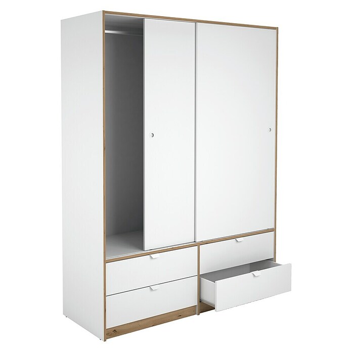 Meka Block Armario de puertas correderas K-7321 (L x An x Al: 55 x 150 x 200 cm, Blanco Liso/Roble Albar) | BAUHAUS