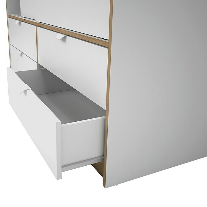 Meka Block Armario de puertas correderas K-7321 (L x An x Al: 55 x 150 x 200 cm, Blanco Liso/Roble Albar) | BAUHAUS