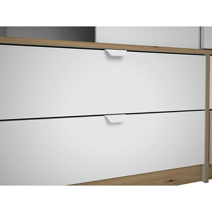 Meka Block Armario de puertas correderas K-7321 (L x An x Al: 55 x 150 x 200 cm, Blanco Liso/Roble Albar) | BAUHAUS