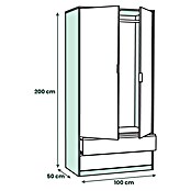 Meka Block Armario para ropa K-509 (L x An x Al: 50 cm x 100 cm x 200 mm, Roble Cortez/Blanco Liso) | BAUHAUS