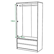 Meka Block Armario para ropa K-509 (L x An x Al: 50 cm x 100 cm x 200 mm, Roble Cortez/Blanco Liso) | BAUHAUS