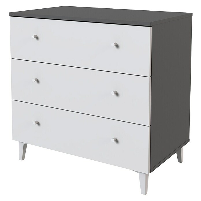 Meka Block Cómoda París (L x An x Al: 48 x 80,2 x 78,6 cm, Gris París/Blanco Liso, Número de cajones: 3 ud.) | BAUHAUS