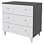 Meka Block Cómoda París (L x An x Al: 48 x 80,2 x 78,6 cm, Gris París/Blanco Liso, Número de cajones: 3 ud.) | BAUHAUS