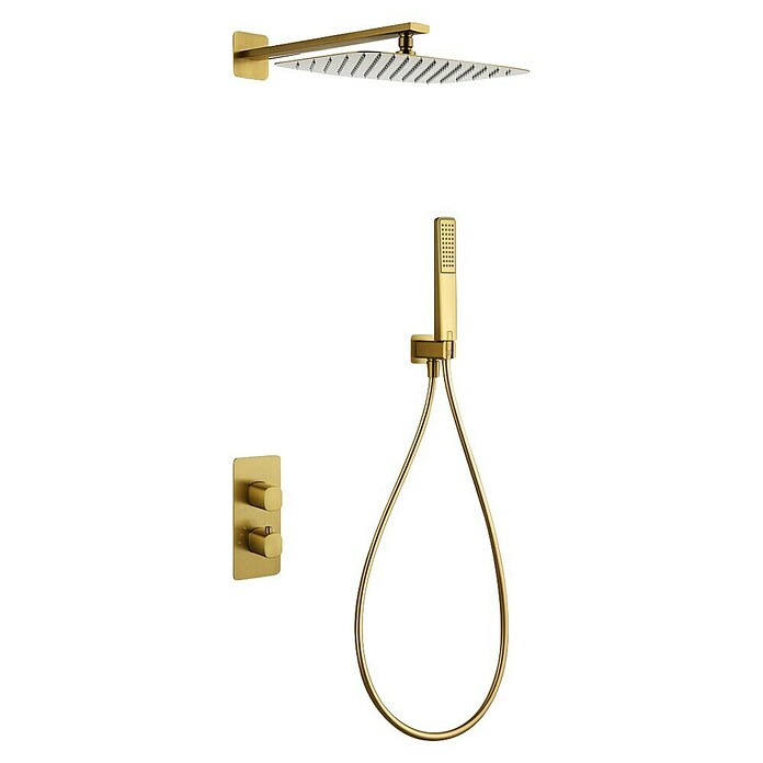Camargue Bolonia Sistema de ducha empotrado (Con grifo termostático, Oro, Latón) | BAUHAUS