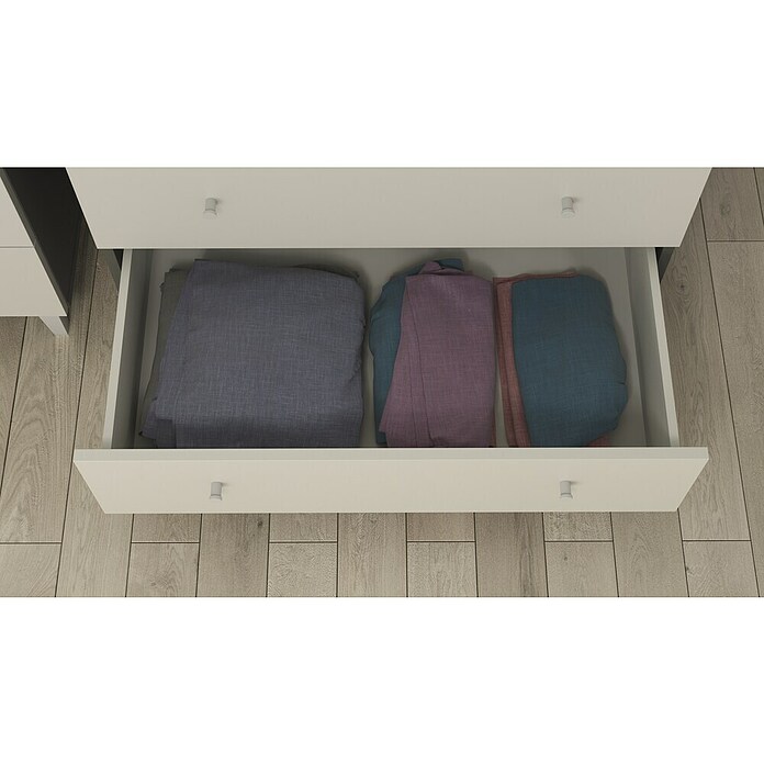 Meka Block Cómoda París (L x An x Al: 48 x 80,2 x 100,4 cm, Gris París/Blanco Liso, Número de cajones: 4 ud.) | BAUHAUS