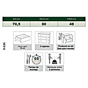 Meka Block Cómoda K-636 (L x An x Al: 48 x 80,2 x 66,9 cm, Cemento Grey/Blanco Liso, Número de cajones: 3 ud.) | BAUHAUS