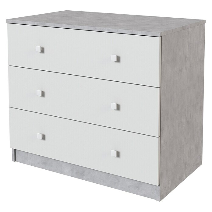 Meka Block Cómoda K-636 (L x An x Al: 48 x 80,2 x 66,9 cm, Cemento Grey/Blanco Liso, Número de cajones: 3 ud.) | BAUHAUS