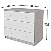 Meka Block Cómoda K-636 (L x An x Al: 48 x 80,2 x 66,9 cm, Cemento Grey/Blanco Liso, Número de cajones: 3 ud.) | BAUHAUS
