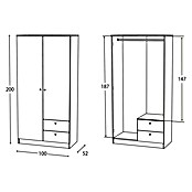 Meka Block Armario para ropa K-648 (L x An x Al: 51,6 x 100,2 x 200 cm, Blanco Soft) | BAUHAUS