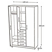 Meka Block Armario para ropa K-9235 (L x An x Al: 50 cm x 130 mm x 200 cm, Blanco Liso, Espesor: 16 mm) | BAUHAUS