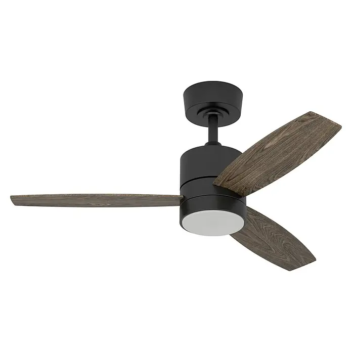 Eglo Deckenventilator MANDAREE - Durchmesser: 106 cm, schwarz / Walnuss, Mit Leuchtmittel, LED - Schwarzer Deckenventilator mit dunklen Holzflügeln und integrierter weißer Leuchte.