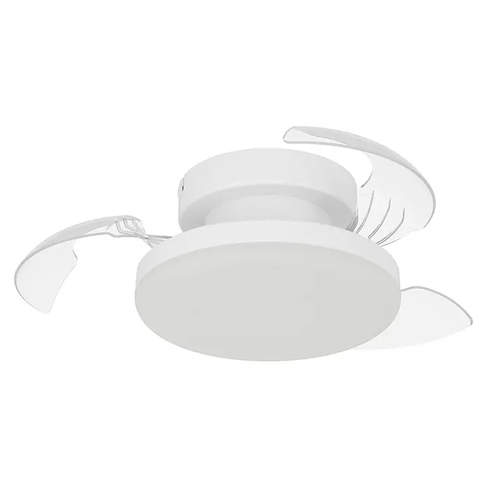 Eglo Deckenventilator Hovley - Weiß, 41 cm, Warmweiß - Weißer Deckenventilator mit ausziehbaren transparenten Flügeln und integrierter LED-Leuchte.