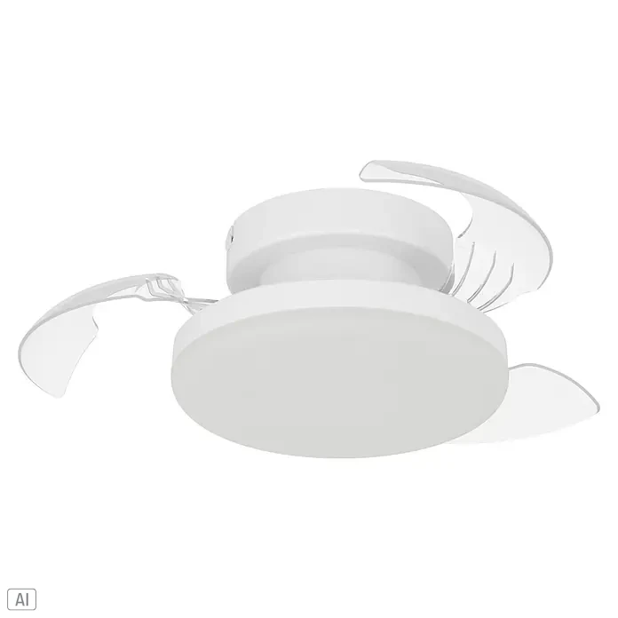 Eglo Ventilador de techo Hovley - Blanco, 41 cm, Blanco cálido - Ventilador de techo blanco con aspas transparentes retráctiles y luz LED integrada.