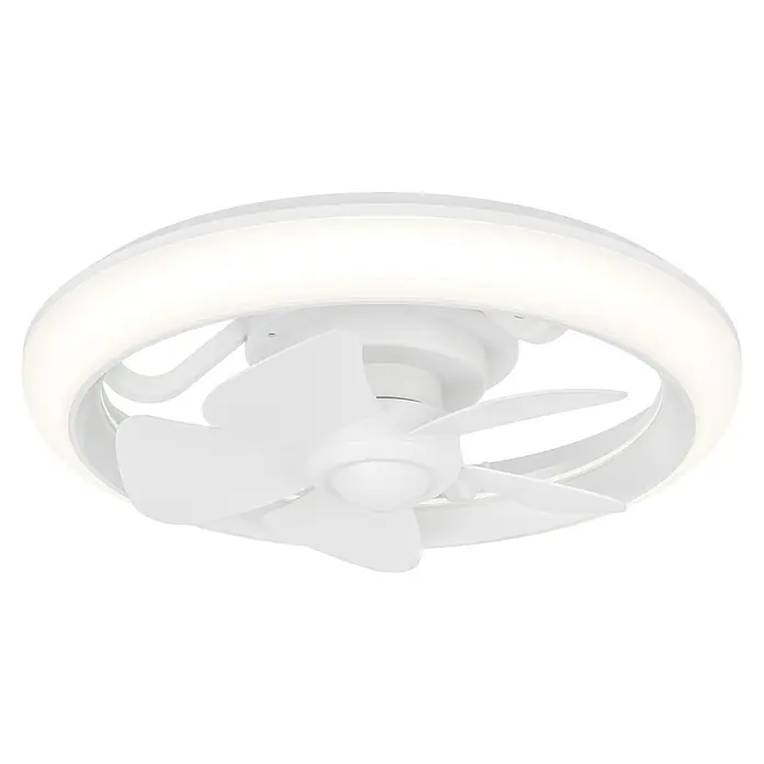Eglo Deckenventilator Fernandina - Weiß, 38 cm, 30 W, RGB - Weißer Deckenventilator mit integriertem LED-Lichtring und mehreren Flügeln.