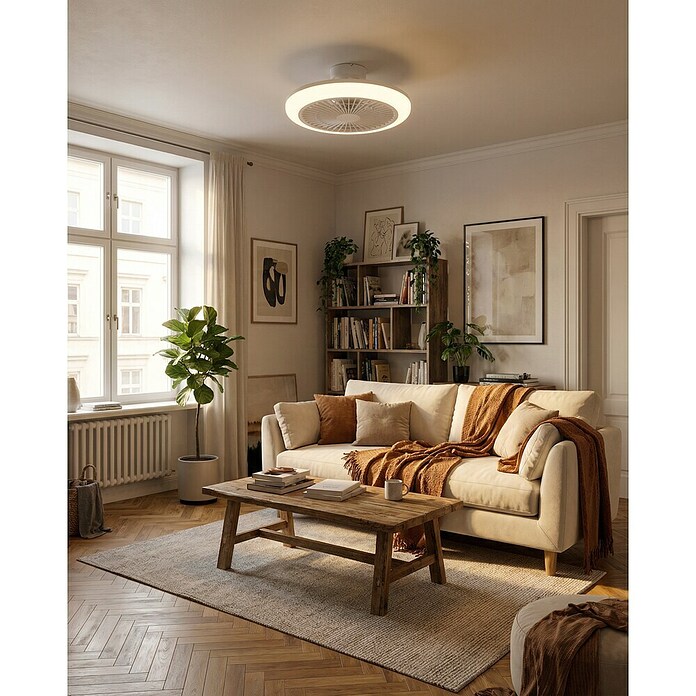 Eglo Ventilador de techo Salvador (Blanco, 46 cm, 17,6 W, Blanco cálido) | BAUHAUS