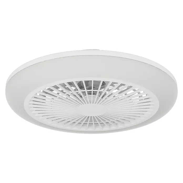 Eglo Deckenventilator Salvador - Weiß, 46 cm, 17,6 W, Warmweiß - Weißer, runder Deckenventilator mit integriertem LED-Licht und radialem Schutzgitter.
