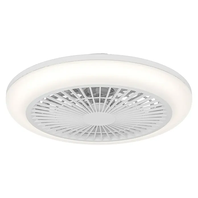 Eglo Deckenventilator Salvador - Weiß, 46 cm, 17,6 W, Warmweiß - Weißer runder Deckenventilator mit integriertem LED-Licht und Lamellengitter.