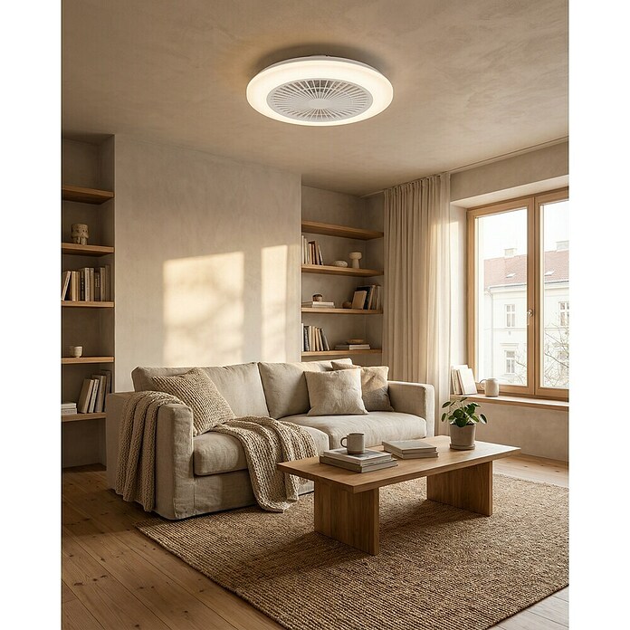 Eglo Ventilador de techo Windley (18 W, Blanco, Diámetro: 51 cm, RGB) | BAUHAUS