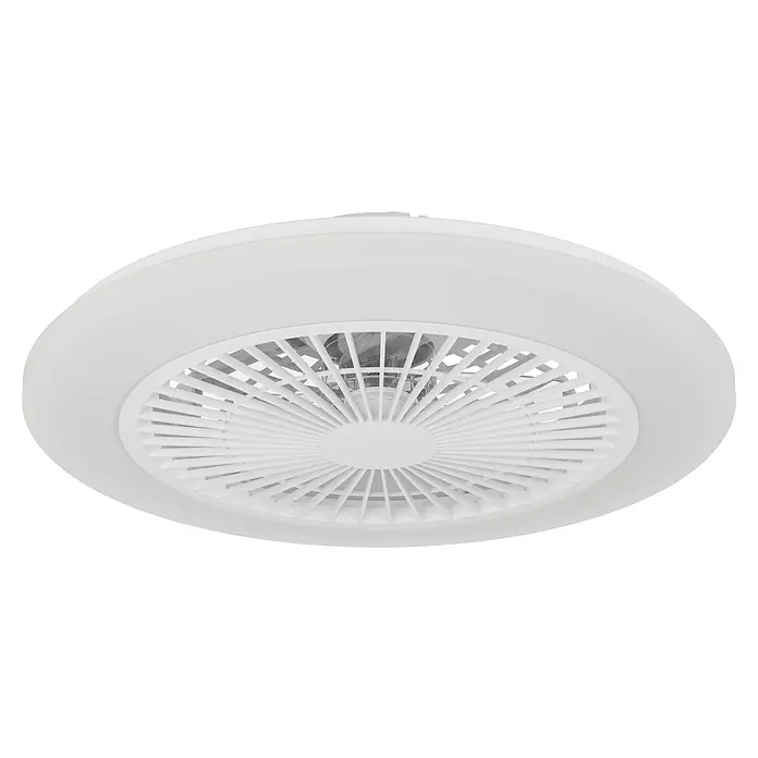 Eglo Deckenventilator Windley - 18 W, Weiß, Durchmesser: 51 cm - Weißer runder Deckenventilator mit integrierter LED-Leuchte und Lamellendesign.