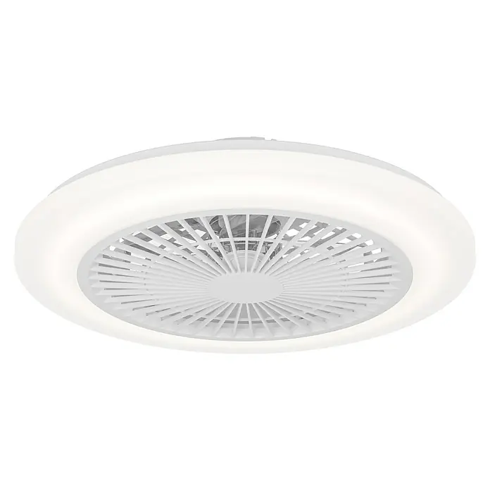 Eglo Deckenventilator Windley - 18 W, Weiß, Durchmesser: 51 cm - Weiße runde LED-Deckenleuchte mit integriertem Ventilator.