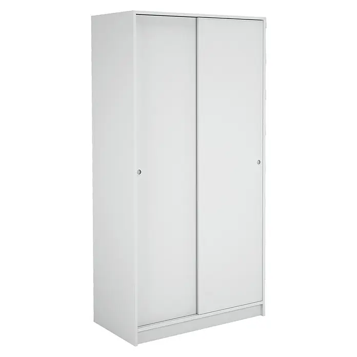 Meka Block Armario de puertas correderas K-9457 - L x An x Al: 50 x 89,6 x 180 cm, Blanco Liso - Armario blanco con dos puertas correderas y tiradores circulares empotrados.