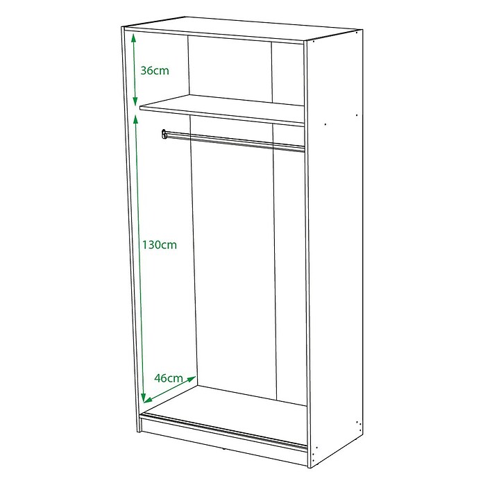 Meka Block Armario de puertas correderas K-9457 (L x An x Al: 50 x 89,6 x 180 cm, Blanco Liso) | BAUHAUS