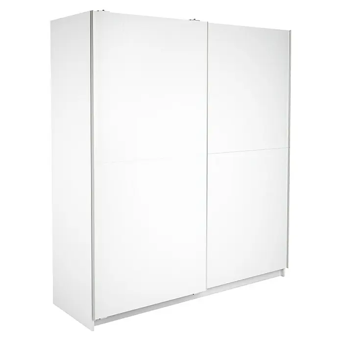 Meka Block Armario de puertas correderas K-903 - L x An x Al: 60 x 180 x 200 cm, Blanco Poro - Armario blanco con dos puertas correderas, de diseño minimalista.