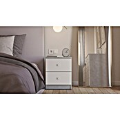 Meka Block Mesita de noche K-635 (L x An x Al: 35 x 40,2 x 49,6 cm, Cemento Grey/Blanco Liso, Número de cajones: 2 ud.) | BAUHAUS