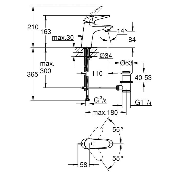 Grohe Eurostyle Solid Waschtischarmatur S-Size (Weiß, Glänzend)