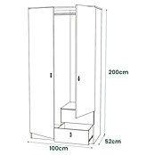 Meka Block Armario para ropa K-709 (L x An x Al: 51,6 x 100,2 x 200 cm, Blanco Poro) | BAUHAUS
