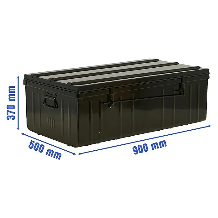 Proregal Aufbewahrungsbox Metall Transportbox GELDO - L x B x H: 50 x 90 x 37 cm, Stahl, Anthrazit