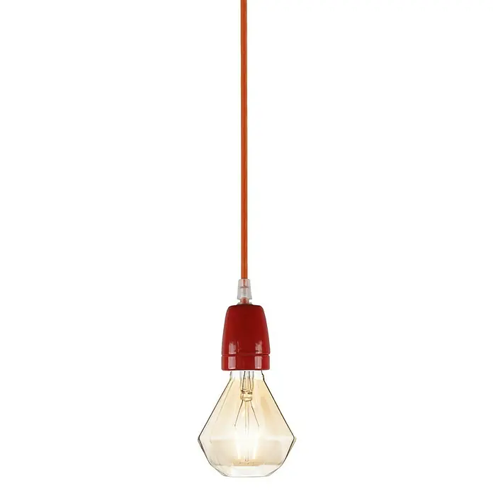 Home Sweet Home Lampenfassung Posh - E27, Rot, Keramik, Ø x H: 4,8 x 5,8 cm - Elegante Hängelampe mit rotem Kabel und Fassung, die ein warmes, einladendes Licht ausstrahlt, perfekt für moderne Interieurs.
