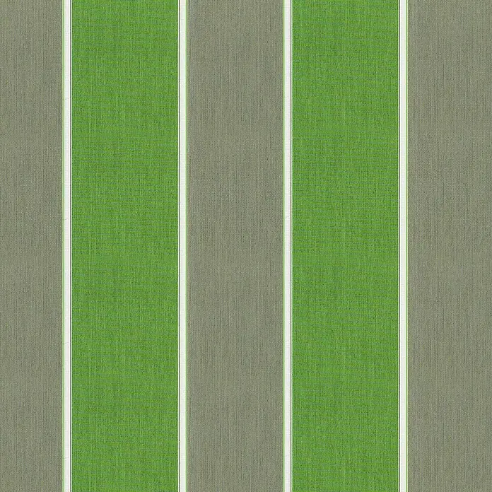 Spettmann Gelenkarmmarkise Basis 1474 - Grün/Beige, Farbe Gestell: Verkehrsweiß, Breite: 2,5 m, Ausfall: 2 m - Gestreifter Stoff mit vertikalen grünen, grauen und dünnen weißen Streifen.