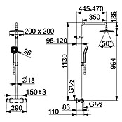Hansa Micra Duschsystem Style (Lochabstand: 147 cm - 153 cm, Anzahl Strahlarten: 3 Stk., Chrom) | BAUHAUS