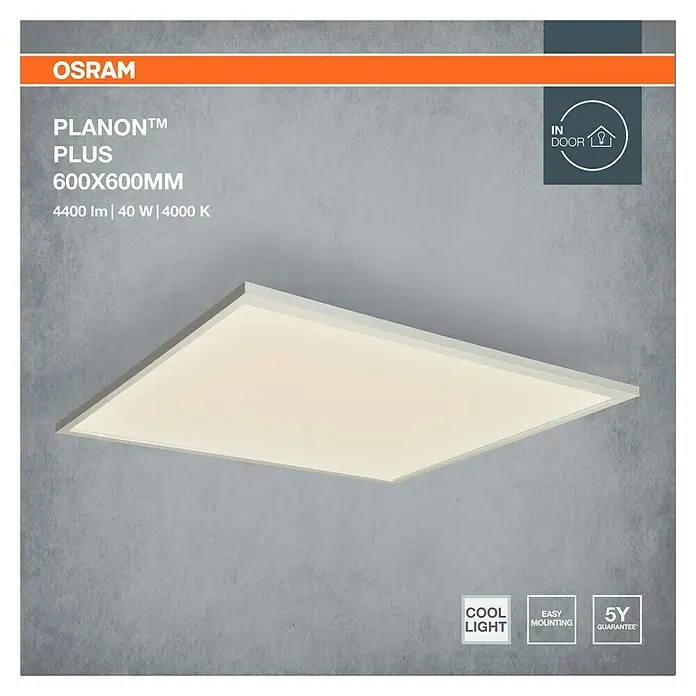 Osram LED-Panel Planon Plus - 36 W, L x B x H: 60 x 60 x 5 cm, Weiß, Weiß, Kaltweiß - Weißes quadratisches OSRAM PLANON™ PLUS LED-Panel.