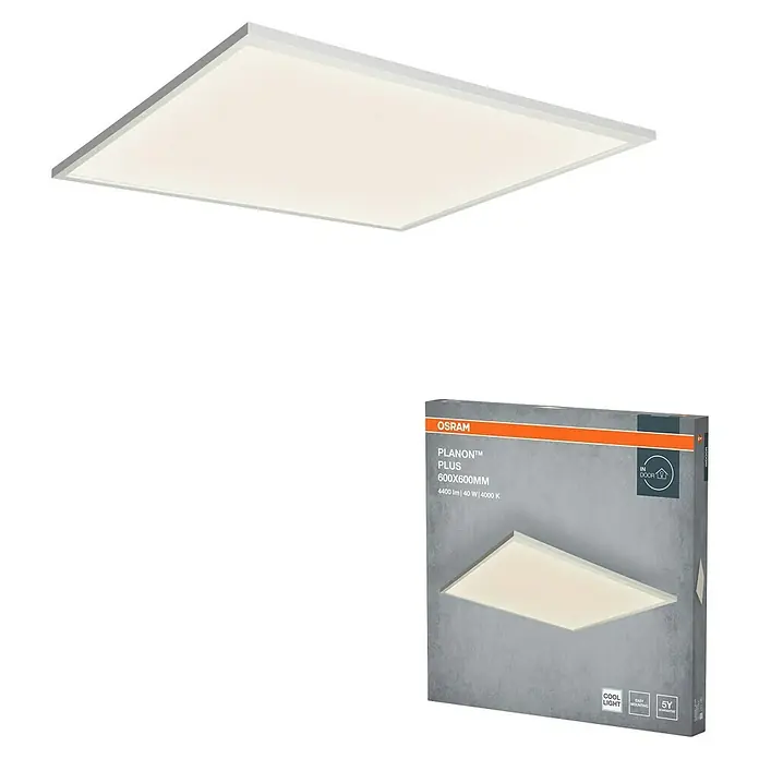 Osram LED-Panel Planon Plus - 36 W, L x B x H: 60 x 60 x 5 cm, Weiß, Weiß, Kaltweiß - OSRAM PLANON PLUS 600x600mm weiße LED-Flächenleuchte mit Verpackung.