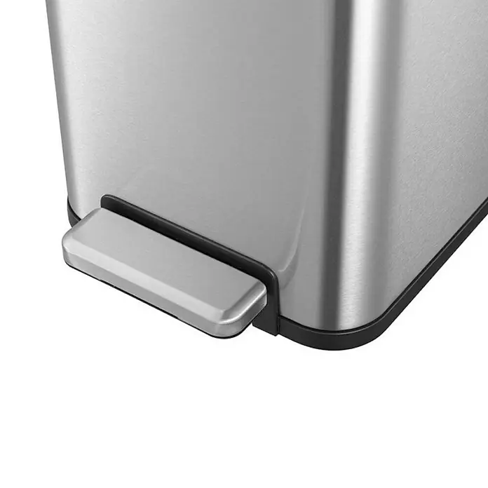Proregal Treteimer Modern designter Treteimer aus gebürstetem Edelstahl - 45 l, Edelstahl, Silber, Deckel Schwarz