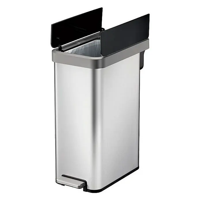 Proregal Treteimer Modern designter Treteimer aus gebürstetem Edelstahl - 45 l, Edelstahl, Silber, Deckel Schwarz