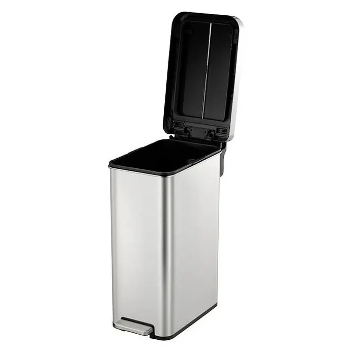 Proregal Treteimer Modern designter Treteimer aus gebürstetem Edelstahl - 45 l, Edelstahl, Silber, Deckel Schwarz