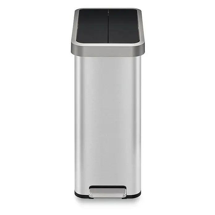 Proregal Treteimer Modern designter Treteimer aus gebürstetem Edelstahl - 45 l, Edelstahl, Silber, Deckel Schwarz