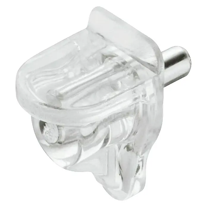 Stabilit Soporte para estantes - 3 mm, Transparente, 20 ud. - Un soporte de estante transparente individual con un pasador de metal para una fácil instalación y un soporte seguro para estantes.