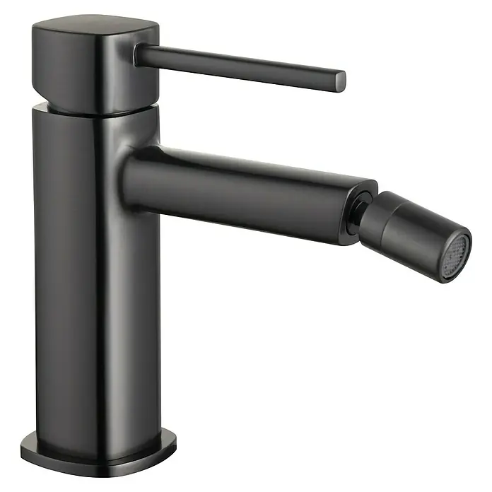 Camargue Bolonia Grifo monomando de bidé - Black gun, Bidé - Grifo de bidé de metal cepillado gris oscuro con monomando y boquilla rociadora ajustable.