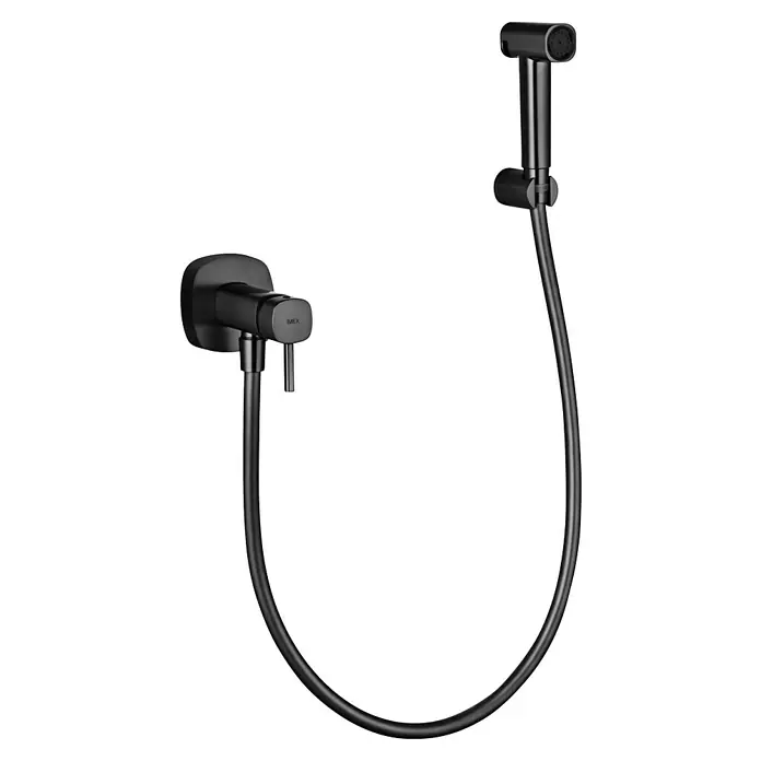 Camargue Bolonia Ducha higiénica inodoro - Black gun, Acero inoxidable - Conjunto de ducha bidé negro mate con mezclador de pared y ducha de mano.