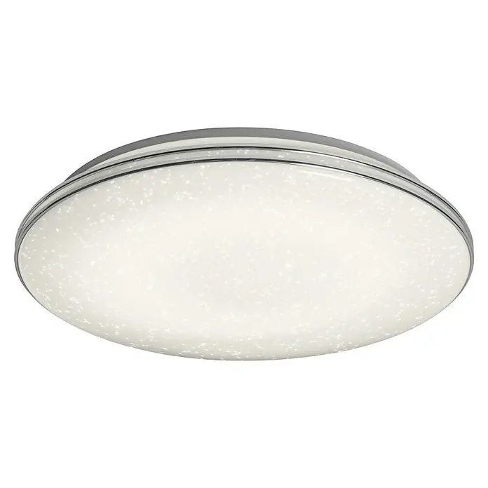 Osram Orbis LED-Deckenleuchte rund Sparkle Click Dim - 24 W, Ø x H: 45 x 9,1 cm, 3.000 K, Weiß - Runde Deckenleuchte mit silbernem Rand und weißem Diffusor mit funkelndem Sterneffekt.