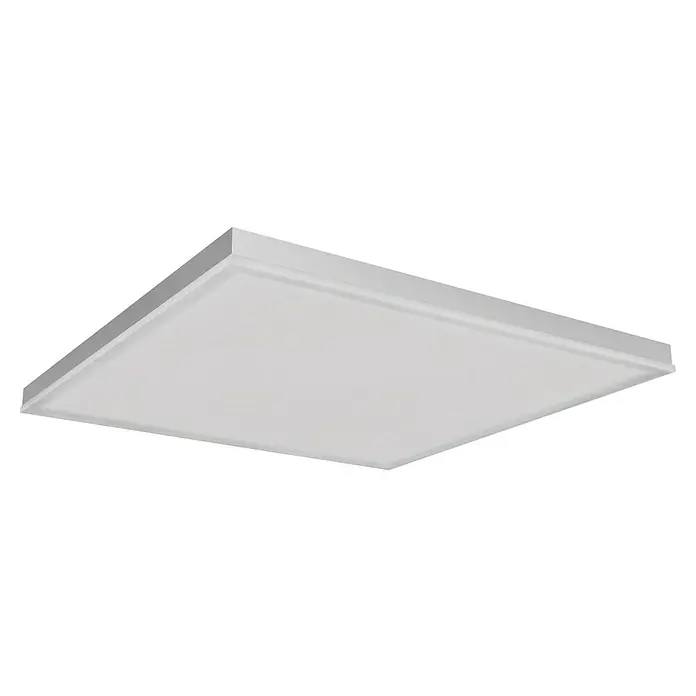 Ledvance Smart+ LED-Wand- & Deckenleuchte Planon Frameless - 20 W, L x B x H: 30 x 30 x 6,2 cm, Neutralweiß - Weißes, rechteckiges LED-Panel mit silberfarbenem Rahmen.