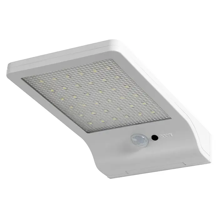 Osram Solar-Außenwandleuchte New Generation - 3 W, L x B x H: 19,2 x 11 x 3 cm, Weiß, IP44, 320 lm - Weißes Solar-LED-Licht mit Bewegungssensor und vielen kleinen Lichtern.