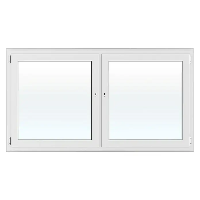 Solid Elements Kunststofffenster Basic - 200 x 110 cm, Verglasung: 2-fach, DIN Anschlag: Links/Rechts, Außen: Anthrazit Sandstruktur, Innen: Weiß - Weißes Doppelflügel-Fenster mit zwei Klarglasscheiben.