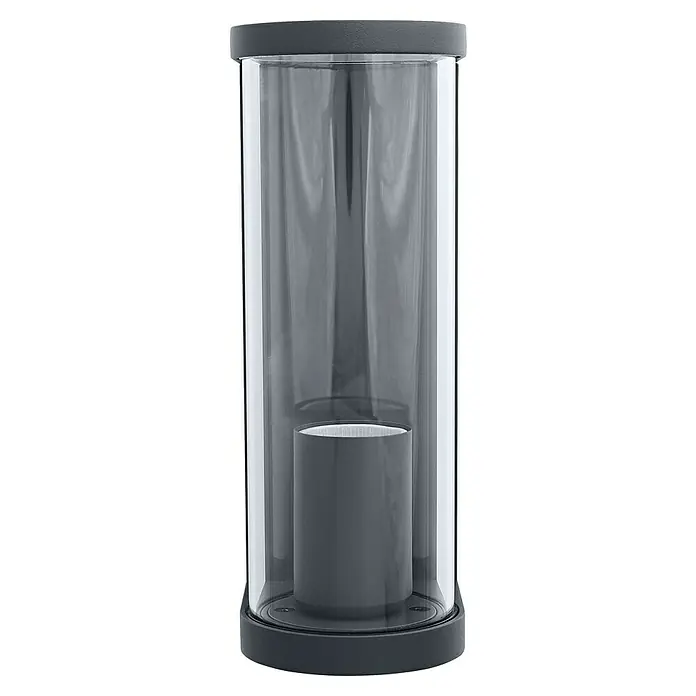 Osram Außenwandleuchte Endura Tbular - 11,7 x 8,2 x 22,2 cm, Dunkelgrau, IP44 - Klarer zylindrischer Behälter mit dunkelgrauem Boden, Deckel und Innenfilter.