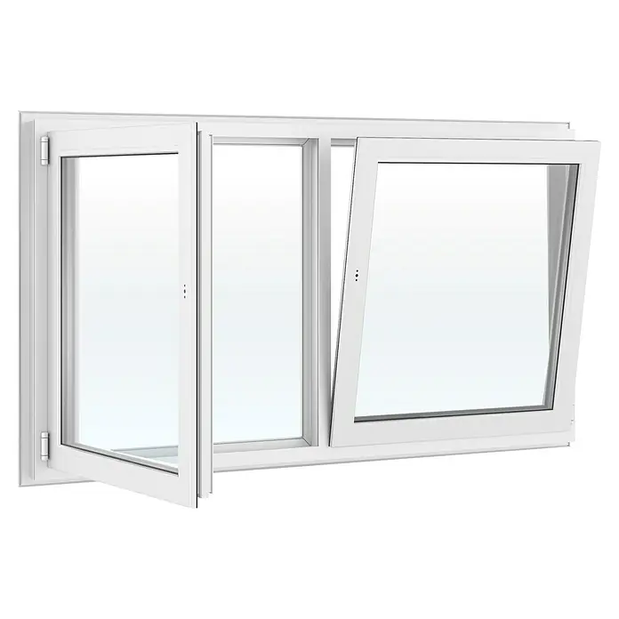 Solid Elements Kunststofffenster Basic - 200 x 110 cm, Verglasung: 2-fach, DIN Anschlag: Links/Rechts, Außen: Anthrazit Sandstruktur, Innen: Weiß - Weißes PVC-Fenster mit zwei Flügeln, Dreh-Kipp- und Drehöffnung.