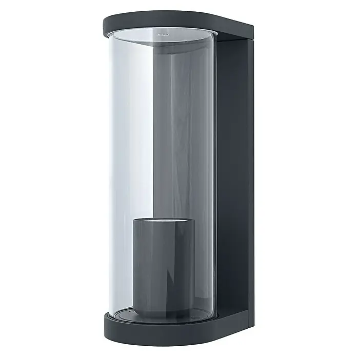 Osram Außenwandleuchte Endura Tbular - 11,7 x 8,2 x 22,2 cm, Dunkelgrau, IP44 - Dunkelgraue Außenwandleuchte mit klarem Zylinderglas und einem inneren dunkelgrauen Zylinder.
